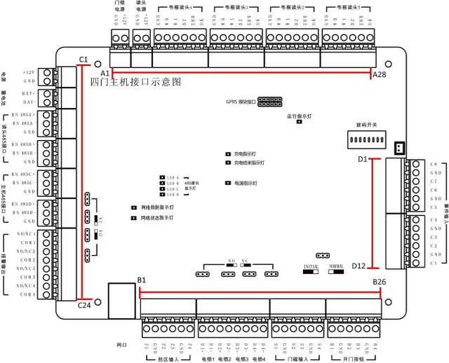 门禁系统控制器接线图 门禁系统控制器接线图解
