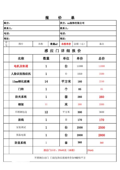 门禁系统报价清单范本：详细项目与费用概览